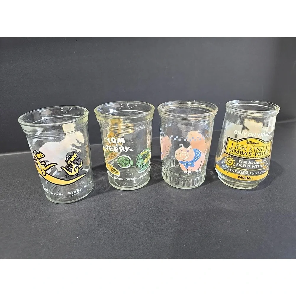 Vintage Welchs Jelly Jars Mixed Characters Lion King Tom & Jerry